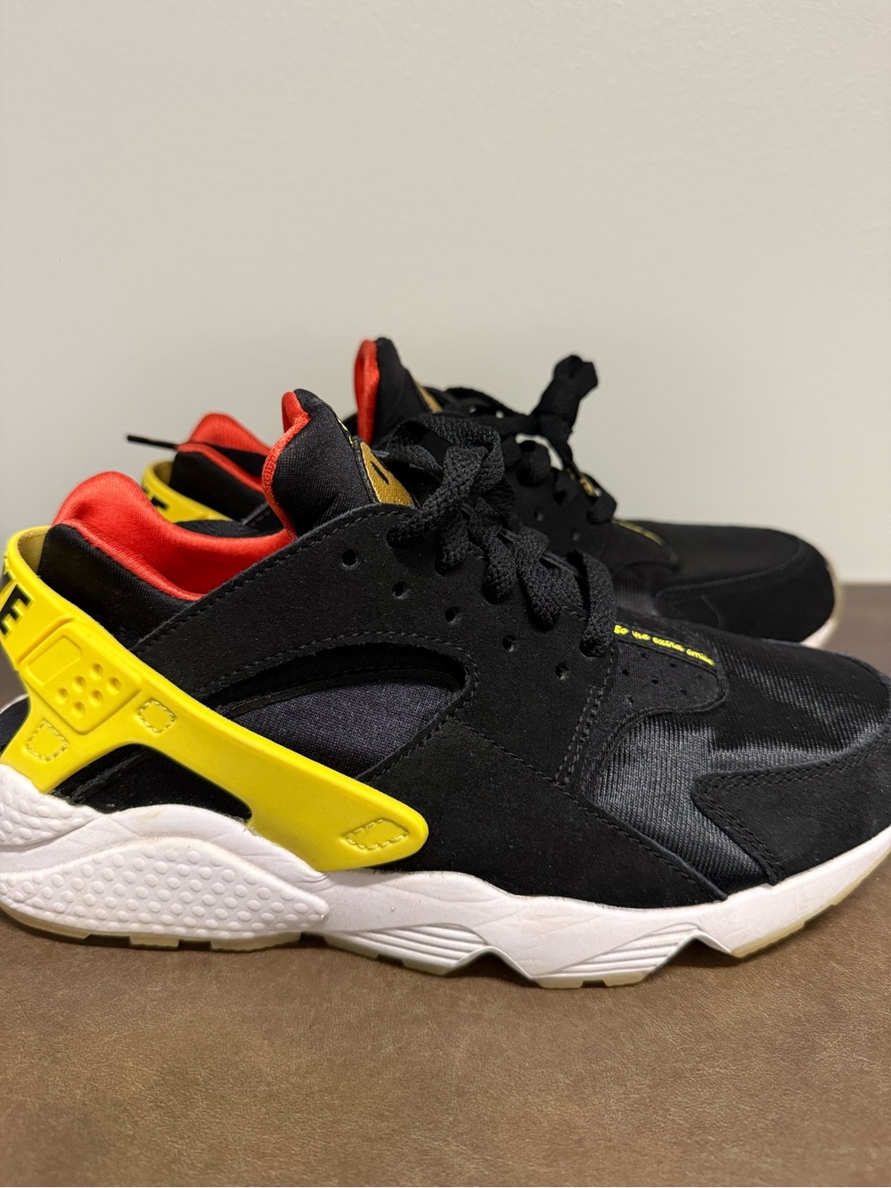 Nike Black Sneakers with Yellow Cage and Red Lining